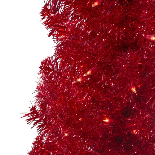 Northlight 4' Pre-Lit Slim Red Artificial Christmas Tree - Clear Lights 4 Northlight 4' Pre-Lit Slim Red Artificial Christmas Tree - Clear Lights - Image 2