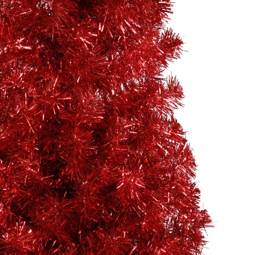 Northlight 6' Pencil Red Tinsel Artificial Christmas Tree - Unlit 5 Northlight 6' Pencil Red Tinsel Artificial Christmas Tree - Unlit - Image 3