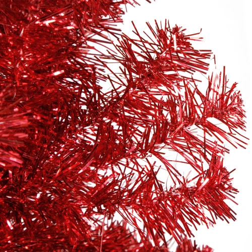 Northlight 6' Pencil Red Tinsel Artificial Christmas Tree - Unlit 4 Northlight 6' Pencil Red Tinsel Artificial Christmas Tree - Unlit - Image 2