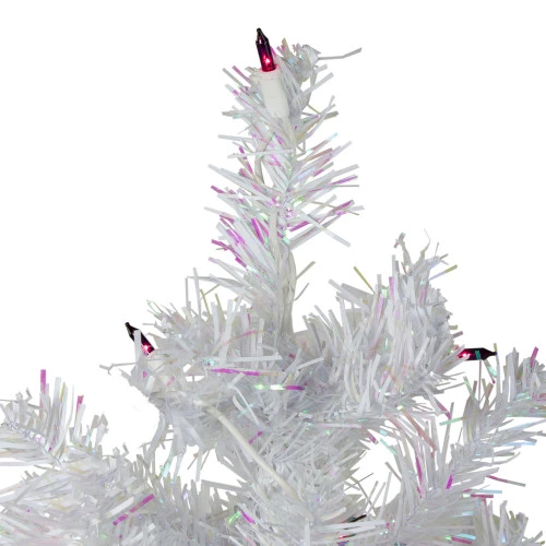 Northlight 3' Pre-Lit White Medium Iridescent Pine Artificial Christmas Tree - Purple Lights 5 Northlight 3' Pre-Lit White Medium Iridescent Pine Artificial Christmas Tree - Purple Lights - Image 3