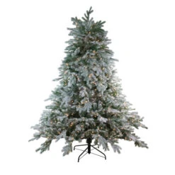 Northlight 7.5' Pre-Lit Full Frosted Butte Fir Artificial Christmas Tree - Clear AlwaysLit Lights