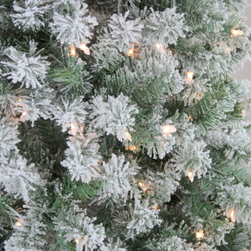 Northlight 6.5' Pre-Lit Medium Flocked Winema Pine Artificial Christmas Tree - Clear Lights 4 Northlight 6.5' Pre-Lit Medium Flocked Winema Pine Artificial Christmas Tree - Clear Lights - Image 2