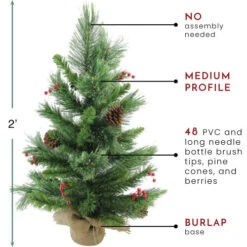 Northlight 24" Mixed Cashmere Berry Pine Medium Artificial Christmas Tree - Unlit -Christmas Decoration Shop northlight v03957 thumbnail 35055.1608347576