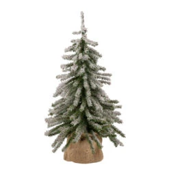 Northlight 18" Potted Flocked Downswept Mini Village Pine Medium Artificial Christmas Tree - Unlit