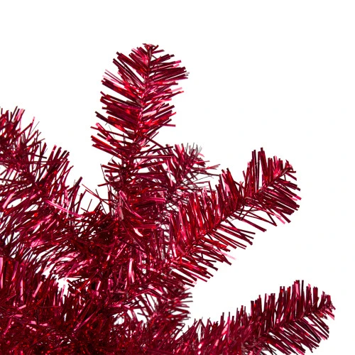 Northlight 3' Metallic Crimson Tinsel Artificial Christmas Tree - Unlit 4 Northlight 3' Metallic Crimson Tinsel Artificial Christmas Tree - Unlit - Image 2