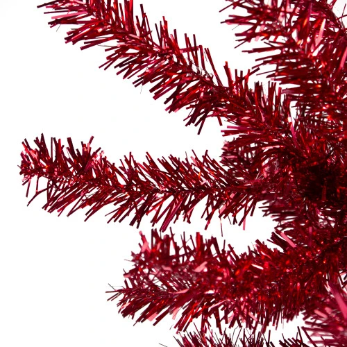 Northlight 6' Metallic Red Tinsel Artificial Christmas Tree - Unlit 4 Northlight 6' Metallic Red Tinsel Artificial Christmas Tree - Unlit - Image 2