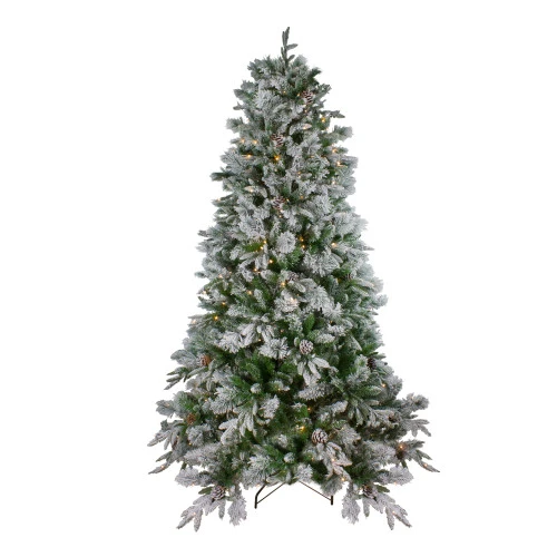 Northlight 7.5' Pre-Lit Flocked Rosemary Emerald Angel Pine Artificial Christmas Tree - Clear LED Lights 3 Northlight 7.5' Pre-Lit Flocked Rosemary Emerald Angel Pine Artificial Christmas Tree - Clear LED Lights