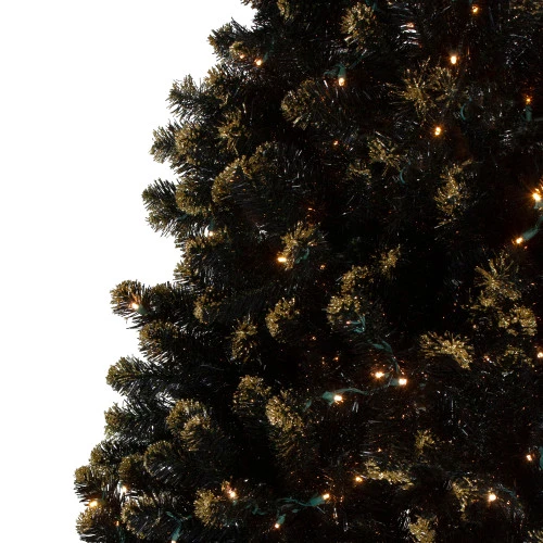 Northlight Pre-Lit LED Black Crystal Pine With Gold Glitter Artificial Christmas Tree - 7.5 Ft Clear Lights 5 Northlight Pre-Lit LED Black Crystal Pine With Gold Glitter Artificial Christmas Tree - 7.5 Ft Clear Lights - Image 3