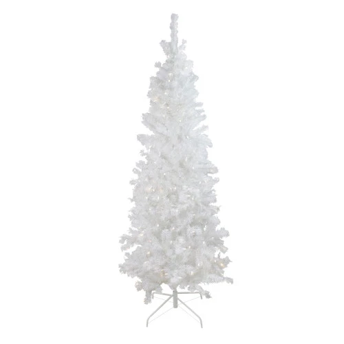 Northlight 6.5' Pre-Lit Pencil White Winston Pine Artificial Christmas Tree - Warm White LED Lights 3 Northlight 6.5' Pre-Lit Pencil White Winston Pine Artificial Christmas Tree - Warm White LED Lights