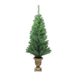 Northlight 5-Piece Pre-Lit Artificial Winter Spruce Christmas Trees, Wreath And Garland Set - Clear Lights -Christmas Decoration Shop northlight z16017 tree 77038.1587644281