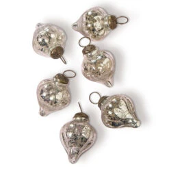 6 Pack | Mercury Glass Small Ornaments (3.25-inch, Silver, Carla Design) - Great Gift Idea, Vintage-Style Decorations For Christmas, Special Occasions, Home Decor And Parties -Christmas Decoration Shop or142sv 6pk mercury glass ornaments silver carla image 2