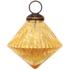 BLOWOUT Vintage-Style Small Glass Ornament (3-Inch, Gold, Adele Design, Single)