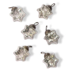 6 Pack | Mini Mercury Glass Star Ornaments (1.5-inch, Silver, Imogen Design) - Great Gift Idea, Vintage-Style Decorations For Christmas And Home Decor -Christmas Decoration Shop or198sv 6pk mercury star ornaments silver imogen image 3