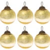 6 Pack | Small Mercury Glass Ball Ornaments (2.5-inch, Gold, Ava) - Great Gift Idea, Vintage-Style Decorations For Christmas & Special Occasions