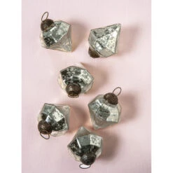6 Pack | Mercury Glass Small Ornaments (3-inch, Silver, Elizabeth Design) - Great Gift Idea, Vintage-Style Decorations For Christmas, Special Occasions, Home Decor And Parties -Christmas Decoration Shop or87sv 6pk mercury ornaments silver elizabeth image 1