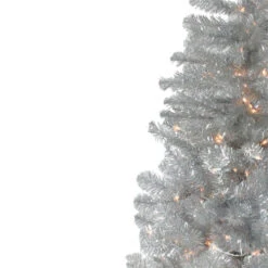 Northlight 6.5' Pre-Lit Full Metallic Silver Tinsel Artificial Christmas Tree, Clear Lights -Christmas Decoration Shop p4jdoxapaxth9zkvq4kd2e44omcmawxw 07283.1588357536