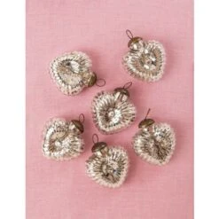 3-PACK | 3" Silver Viola Mercury Glass Heart Ornament Christmas Tree Decoration -Christmas Decoration Shop small mercury glass ornaments viola design heart shape silver image 1 50d83e99 6638 41b8 b033 f1b886a644b5