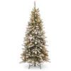 Christmas Central 7.5’ Pre-Lit Slim Snowy Mountain Pine Artificial Christmas Tree, Clear Lights -Christmas Decoration Shop smt 304 75 05154.1588370494