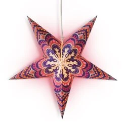 24" Purple Snowflake Paper Star Lantern, Hanging Wedding & Party Decoration