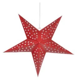 24" Solid Red Cut-Out Paper Star Lantern, Chinese Hanging Wedding & Party Decoration