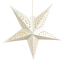 24" Solid White Stars Cut-Out Paper Star Lantern, Hanging Wedding & Party Decoration