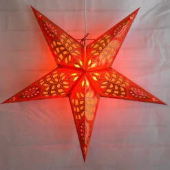 24" Red / Gold Monarch Glitter Paper Star Lantern, Hanging -Christmas Decoration Shop star lantern glitter monarch red gold image 2