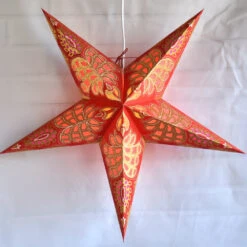 24" Red / Gold Monarch Glitter Paper Star Lantern, Hanging -Christmas Decoration Shop star lantern glitter monarch red gold image 4