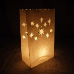 White Starburst Paper Luminaries / Luminary Lantern Bags Path Lighting (10 PACK)