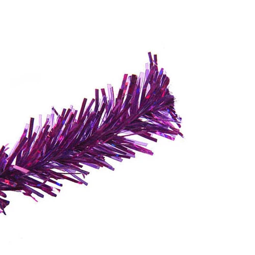 9' Pre-Lit Purple Artificial Pencil Tinsel Christmas Tree - Purple Lights 4 9' Pre-Lit Purple Artificial Pencil Tinsel Christmas Tree - Purple Lights - Image 2