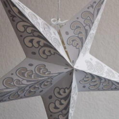 24" Silver Wave Glitter Paper Star Lantern, Hanging