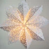 Quasimoon Pizzelle Paper Snowflake Lantern (24-Inch, White, Winter Frost Snowflake Design) - Great With Or Without Lights - Holiday Snowflake Decorations -Christmas Decoration Shop winter snowflake paper star lantern frost