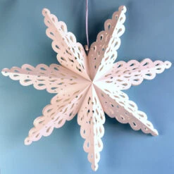 Quasimoon Pizzelle Paper Snowflake Lantern (24-Inch, White, Holiday Spirit Snowflake Design) - Great With Or Without Lights - Holiday Snowflake Decorations -Christmas Decoration Shop winter snowflake paper star lantern holiday spirit image 2